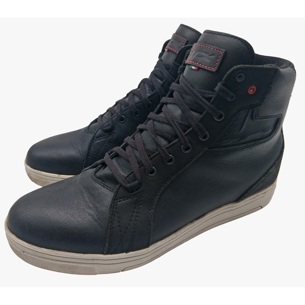 TCX Street Ace WP Moto Shoes Mens 11 Black Leather Waterproof High Top Sneakers